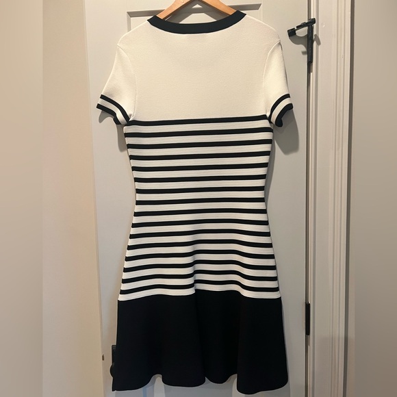 Kate Spade Striped Scuba Dress Fancy To Meet You Black & White Drop-Waist Small - Picture 3 of 5